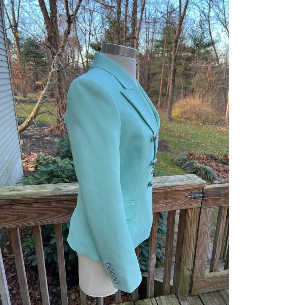 Classic structured Silver Button Double Breasted blazer mint C662 - Picture 3 of 12